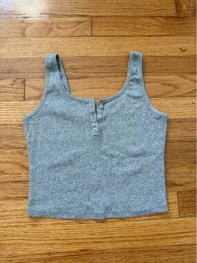 Hollister Gray Ribbed Henley Tank